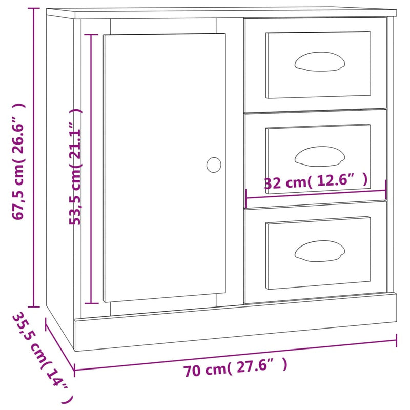 Sideboard Betongrau 70x35,5x67,5 cm Holzwerkstoff