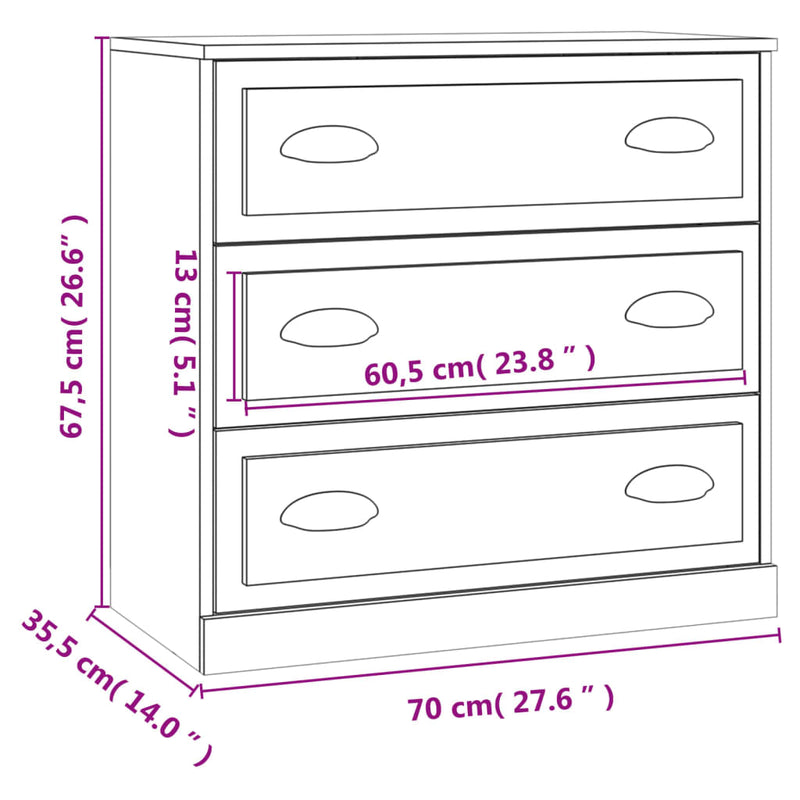 Sideboard Schwarz 70x35,5x67,5 cm Holzwerkstoff