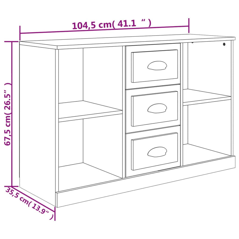 Sideboard Weiß 104,5x35,5x67,5 cm Holzwerkstoff