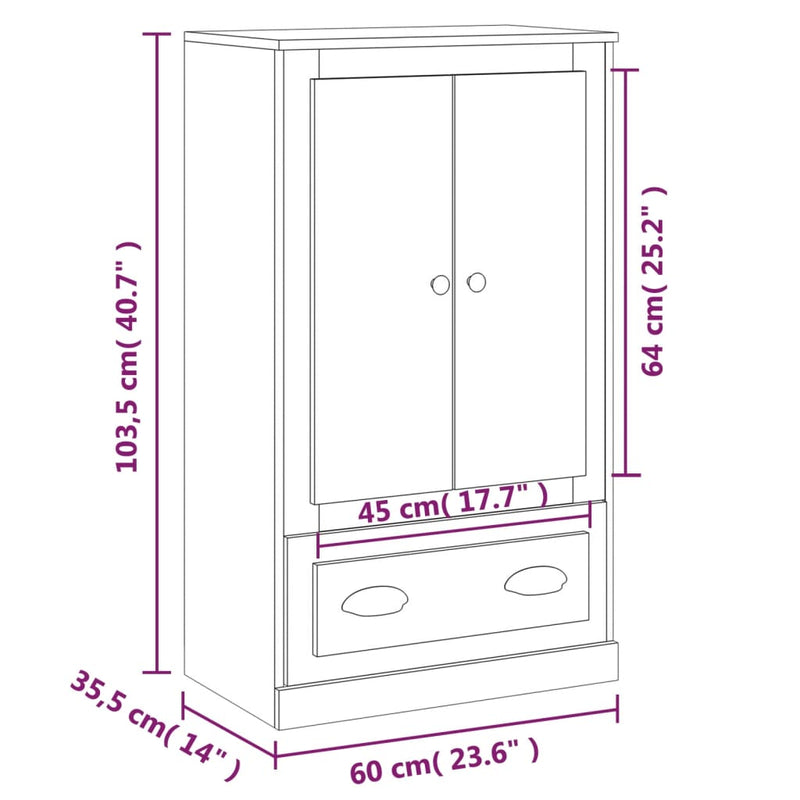 Highboard Hochglanz-Weiß 60x35,5x103,5 cm Holzwerkstoff