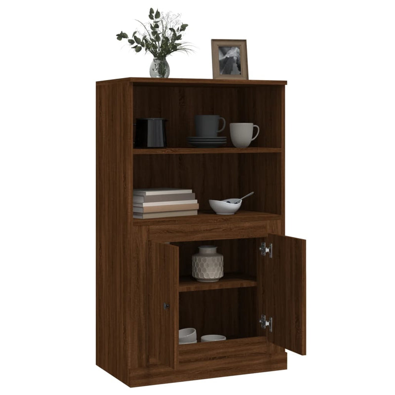 Highboard Braun Eichen-Optik 60x35,5x103,5 cm Holzwerkstoff