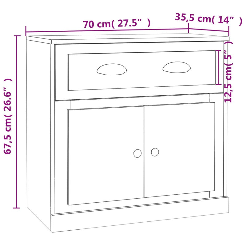 Sideboard Weiß 70x35,5x67,5 cm Holzwerkstoff