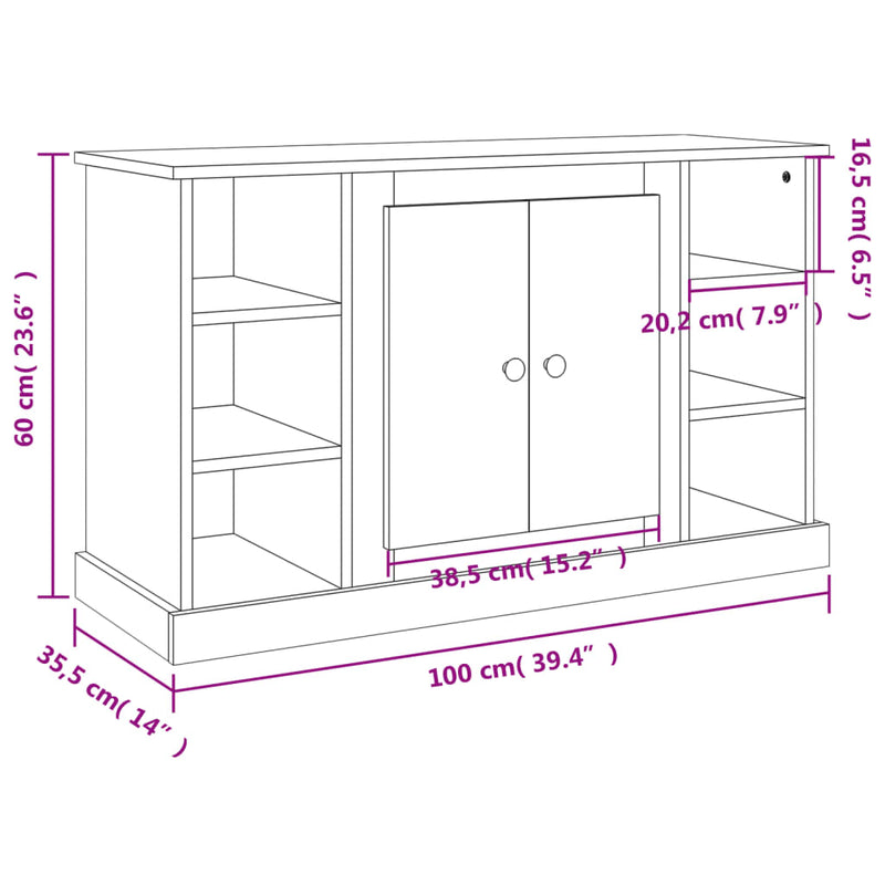 Sideboard Hochglanz-Weiß 100x35,5x60 cm Holzwerkstoff