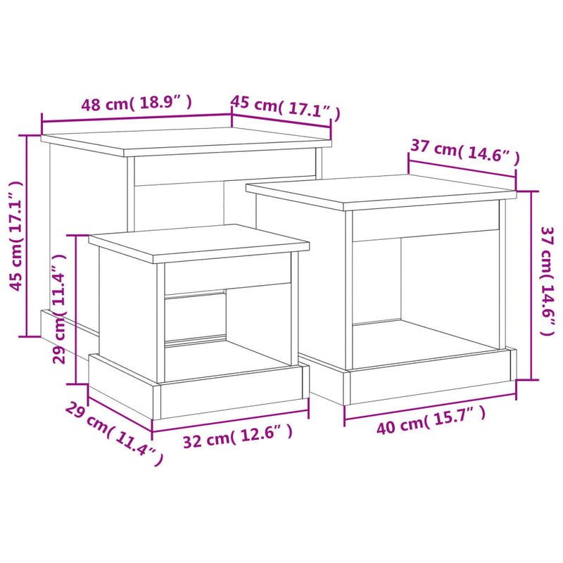 Satztische 3 Stk. Braun Eichen-Optik Holzwerkstoff