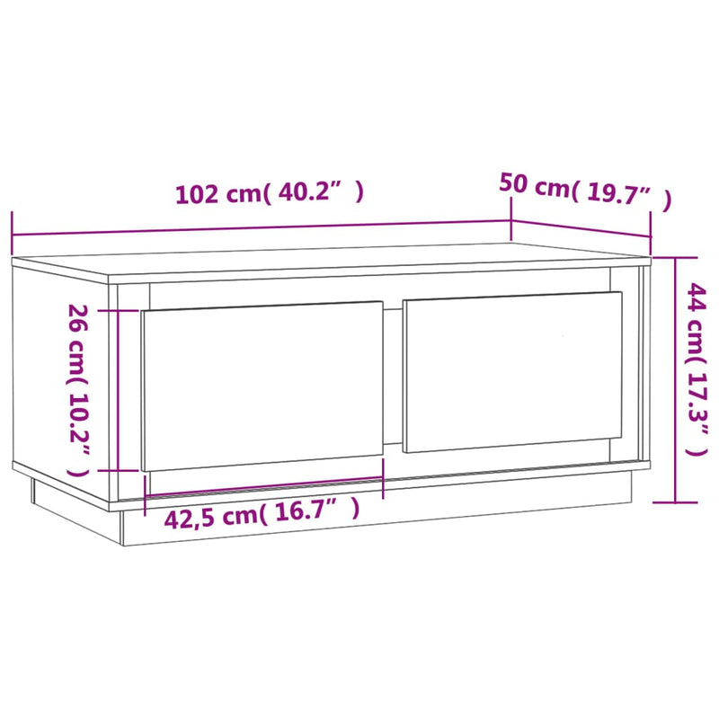 Couchtisch Räuchereiche 102x50x44 cm Holzwerkstoff