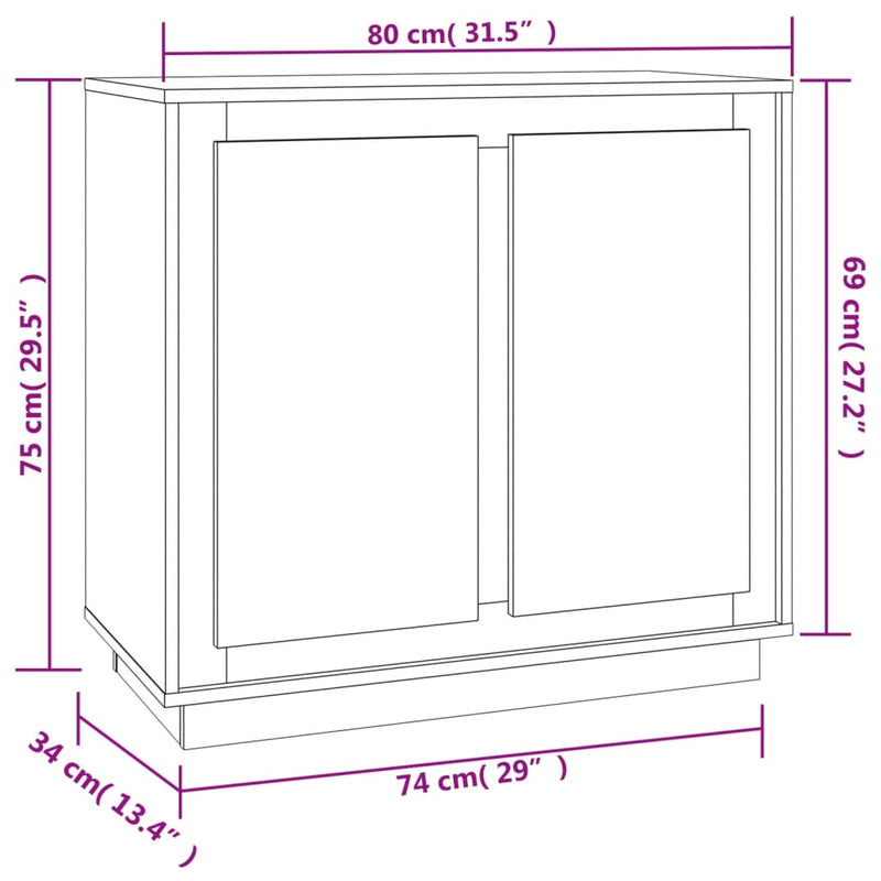 Sideboard Sonoma-Eiche 80x34x75 cm Holzwerkstoff