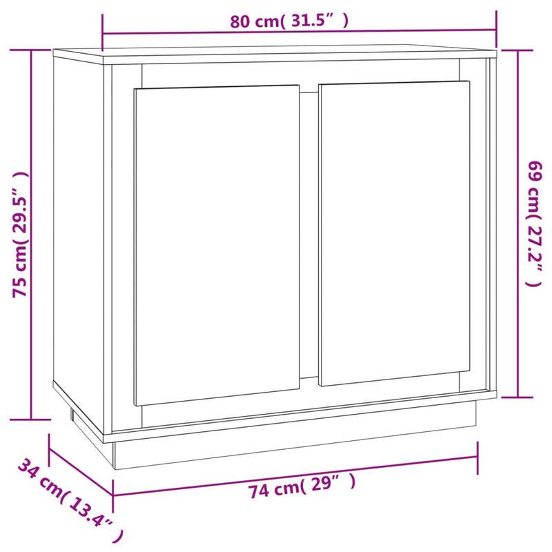 Sideboard Grau Sonoma 80x34x75 cm Holzwerkstoff