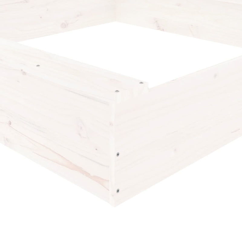 Sandkasten mit Sitzen Weiß Quadratisch Massivholz Kiefer