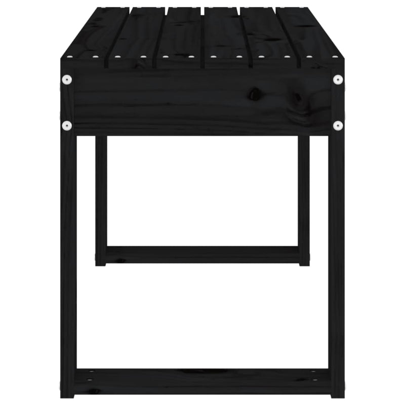 Gartenbank Schwarz 80x38x45 cm Massivholz Kiefer