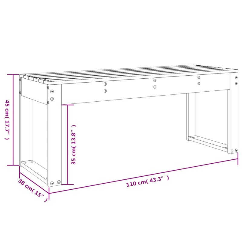 Gartenbank Weiß 110x38x45 cm Massivholz Kiefer