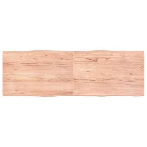 Tischplatte Hellbraun 180x60x4cm Eichenholz Behandelt Baumkante