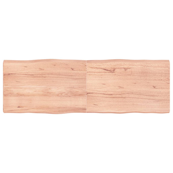 Tischplatte Hellbraun 180x60x6cm Eichenholz Behandelt Baumkante