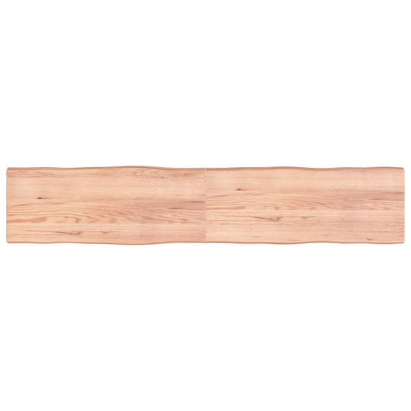 Tischplatte Hellbraun 200x40x6cm Eichenholz Behandelt Baumkante