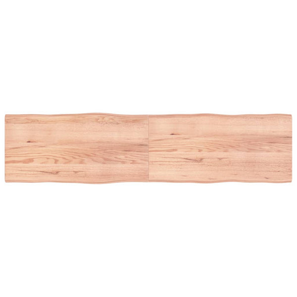 Tischplatte Hellbraun 200x50x4cm Eichenholz Behandelt Baumkante