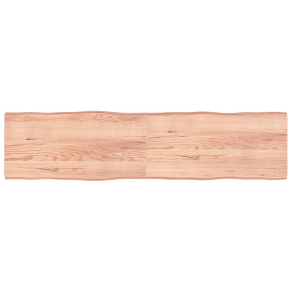 Tischplatte Hellbraun 200x50x6cm Eichenholz Behandelt Baumkante