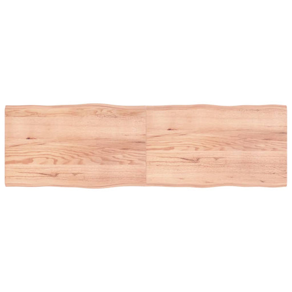 Tischplatte Hellbraun 200x60x4cm Eichenholz Behandelt Baumkante