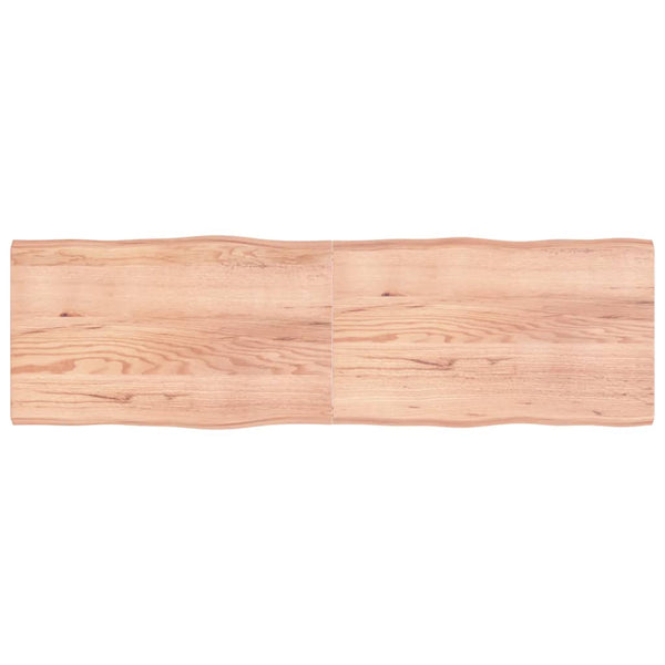 Tischplatte Hellbraun 200x60x6cm Eichenholz Behandelt Baumkante