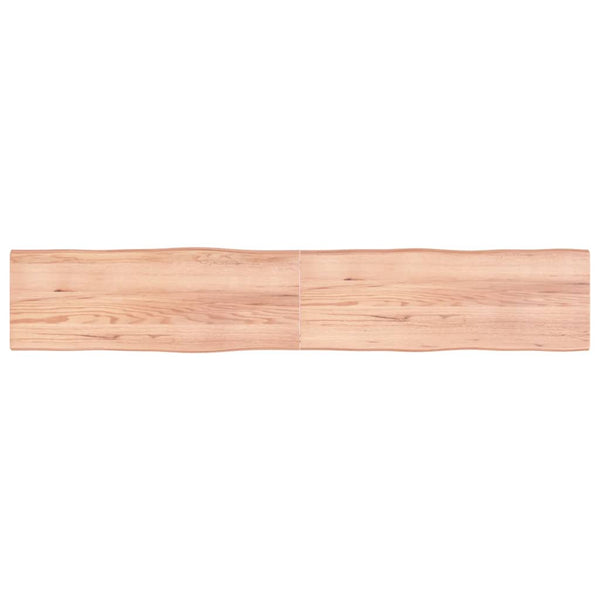 Tischplatte Hellbraun 220x40x4cm Eichenholz Behandelt Baumkante