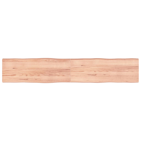 Tischplatte Hellbraun 220x40x6cm Eichenholz Behandelt Baumkante