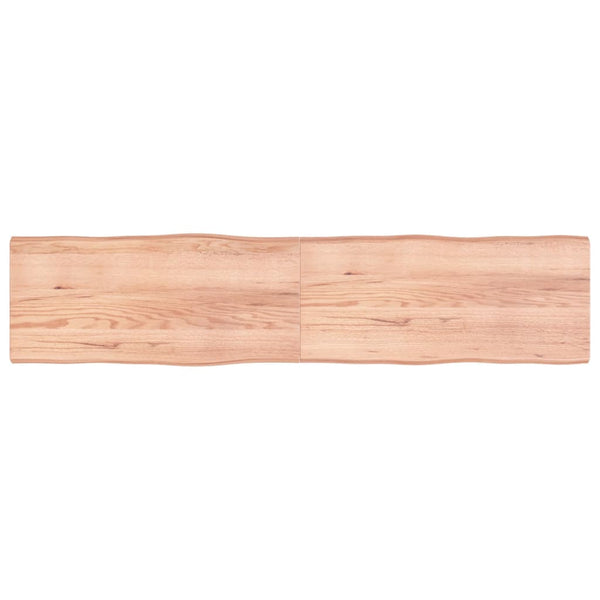 Tischplatte Hellbraun 220x50x4cm Eichenholz Behandelt Baumkante