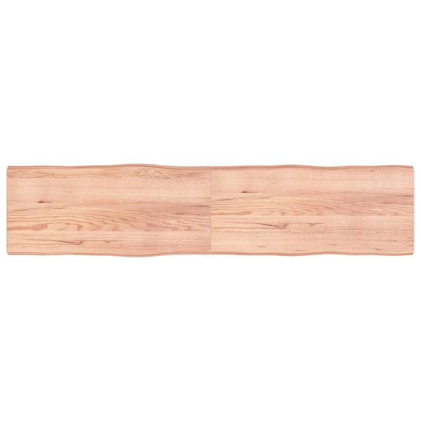 Tischplatte Hellbraun 220x50x6cm Eichenholz Behandelt Baumkante
