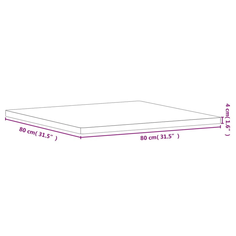 Tischplatte 80x80x4 cm Quadratisch Massivholz Buche