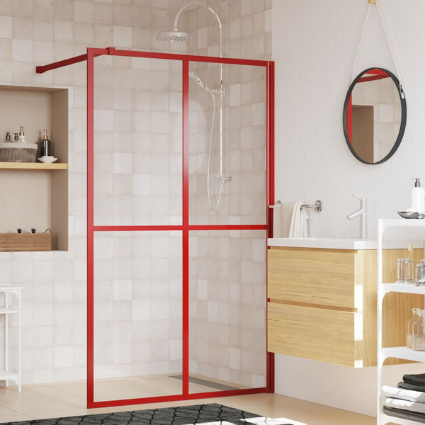 Duschwand für Begehbare Dusche mit ESG Klarglas Rot 118x195 cm