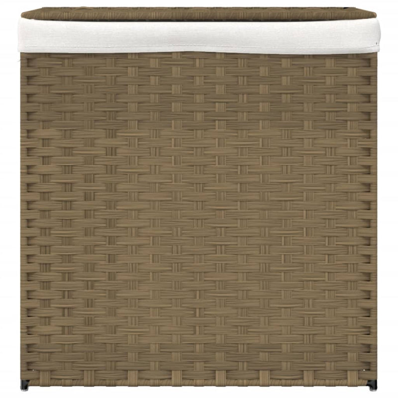 Wäschekorb mit 2 Fächern 53x35x57 cm Poly Rattan