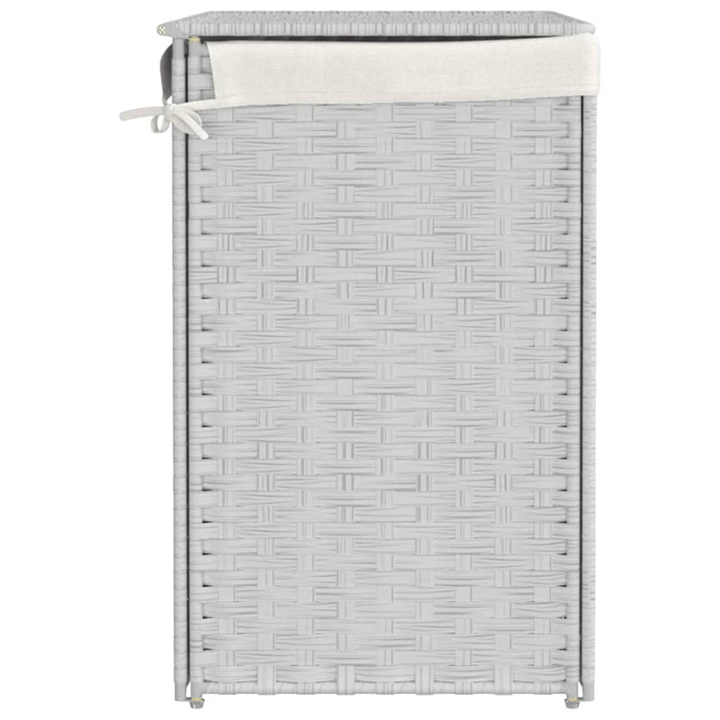 Wäschekorb mit 2 Fächern Weiß 53x35x57 cm Poly Rattan