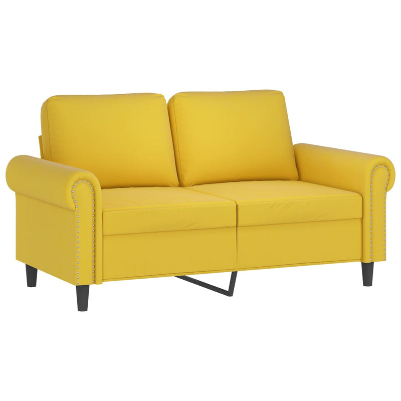 3-tlg. Sofagarnitur mit Kissen Gelb Samt