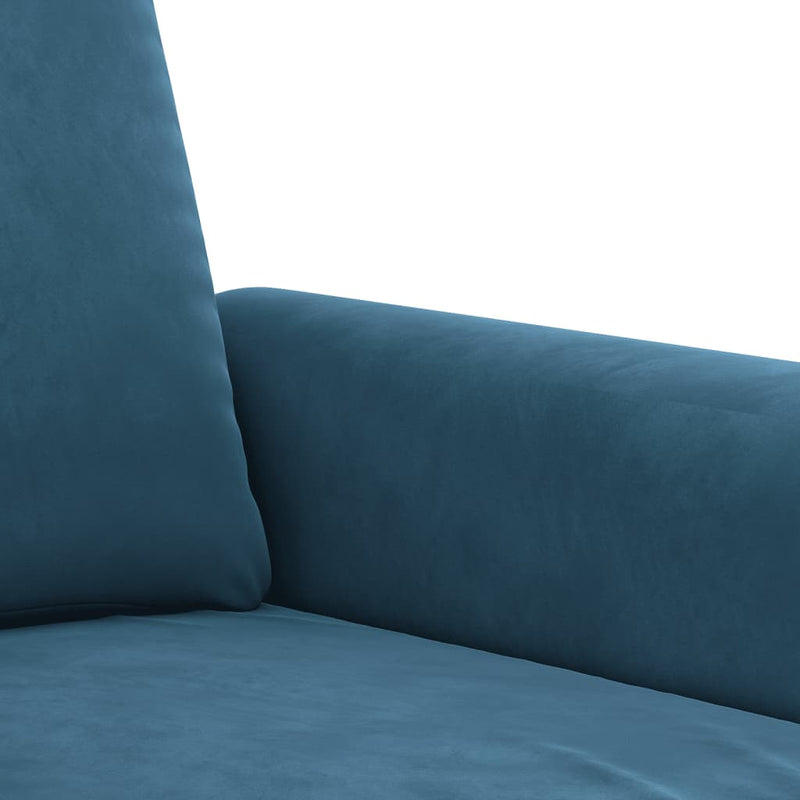3-tlg. Sofagarnitur mit Kissen Blau Samt