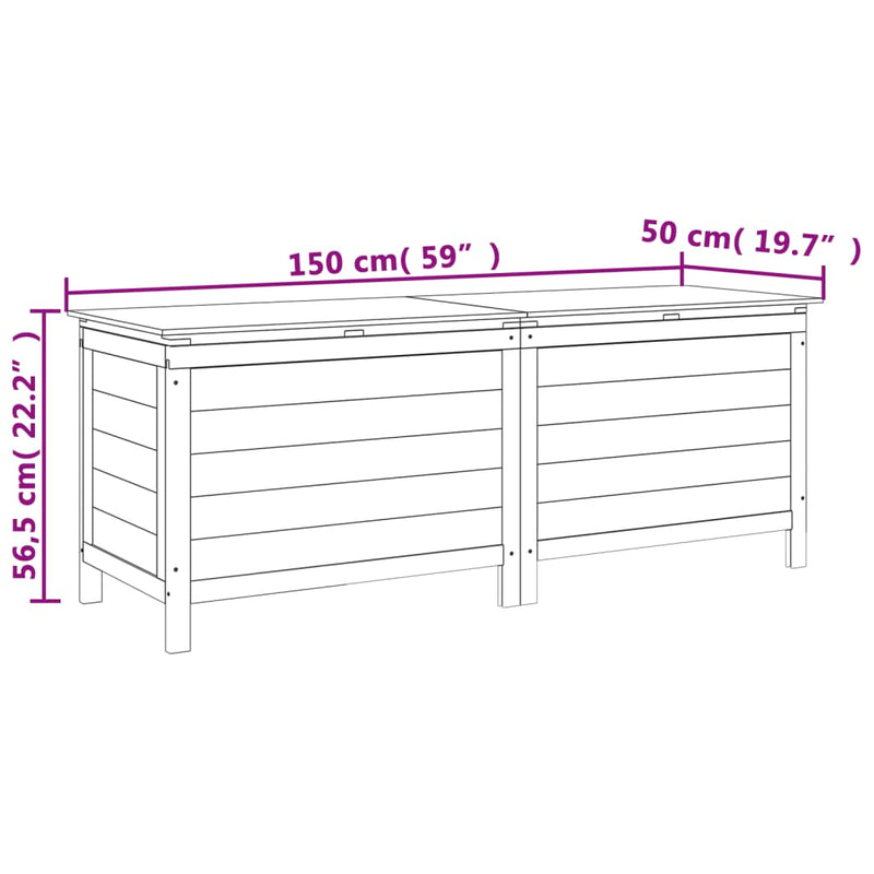 Gartentruhe 150x50x56,5 cm Massivholz Tanne