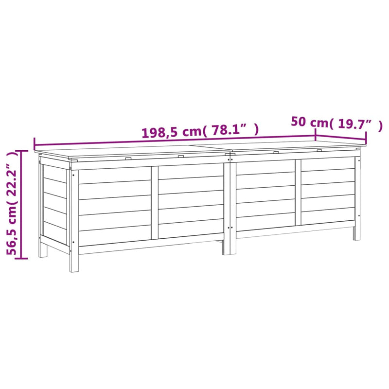 Gartentruhe Braun 198,5x50x56,5 cm Massivholz Tanne