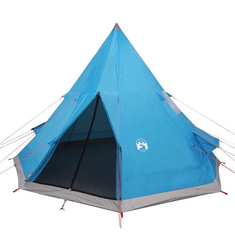 Campingzelt 4 Personen Blau 367x367x259 cm 185T Taft