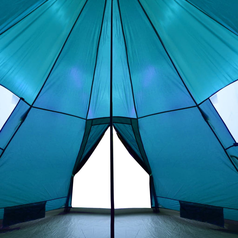 Campingzelt 4 Personen Blau 367x367x259 cm 185T Taft