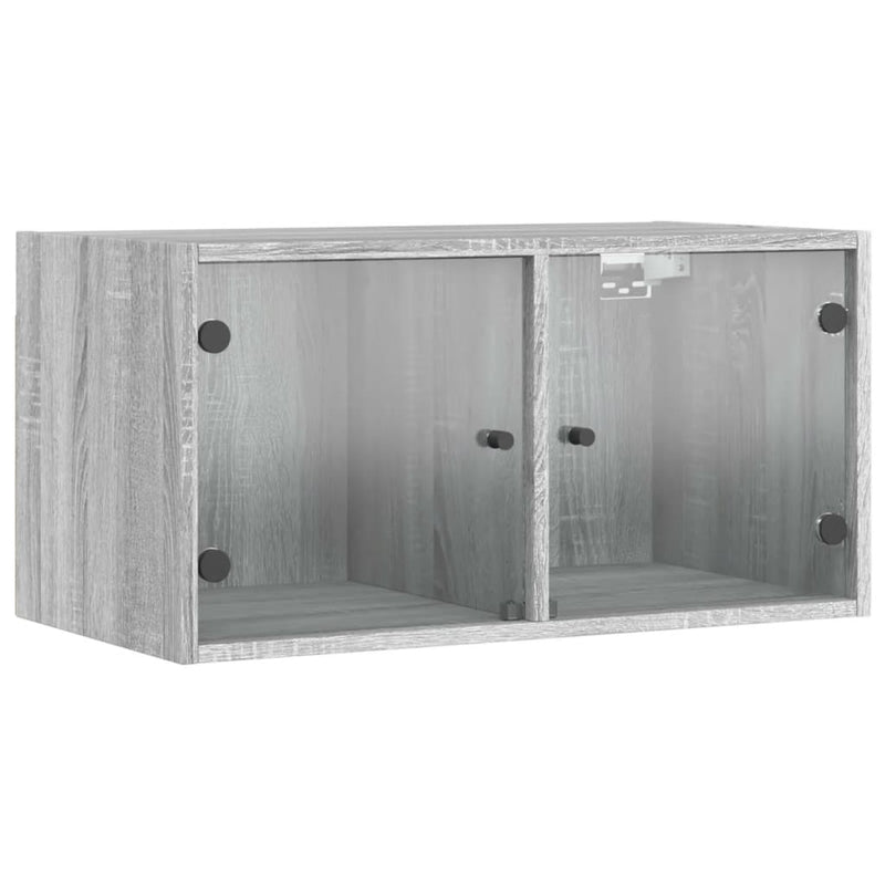 Wandschränke mit Glastüren 2 Stk. Grau Sonoma 68,5x37x35 cm